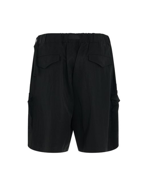 Y-3 Black Wash Twill Shorts, , Size: Medium for men