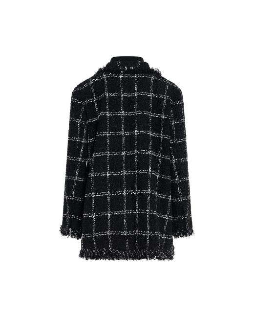 Sacai Black Layered Tweed Jacket, Long Sleeves, , 100% Cotton