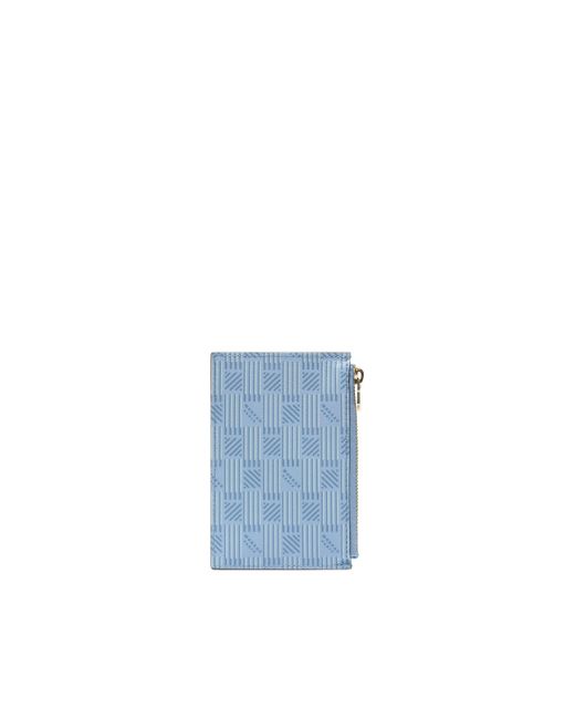 Moreau Blue 3 Credit Card Holder With Zip, Light, 100% Calf Leather