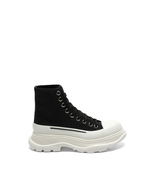 Alexander McQueen Black Tread Slick Canvas Lace-Up Boots Sneakers, /, 100% Fabric Canvas