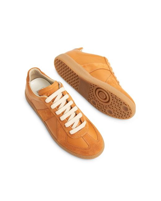 Maison Margiela Orange Replica Leather Sneakers, , 100% Cotton