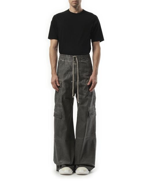 Rick Owens Black Double Cargo Jumbo Belas, 100% Cotton, Size: Small for men