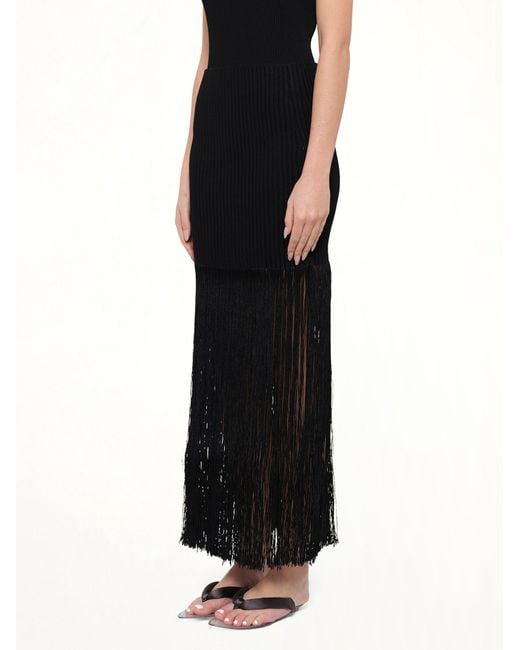 Alaïa Black Tube Fringed Knit Skirt
