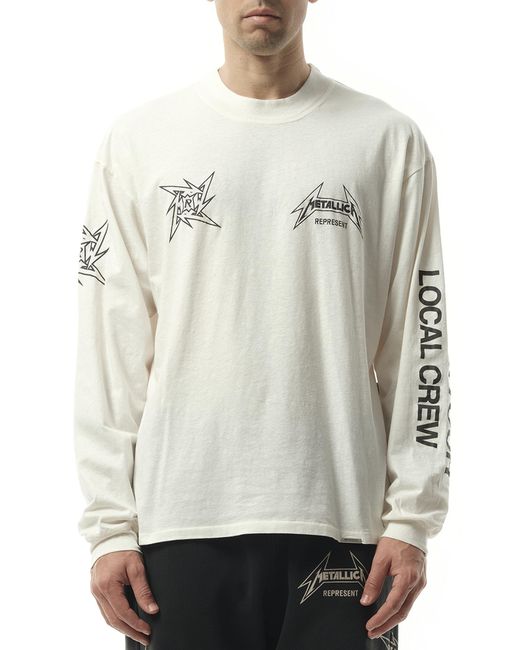 Represent Gray Metallica 40 Year Anniversary Long Sleeve T-Shirt, 100% Cotton, Size: Small for men
