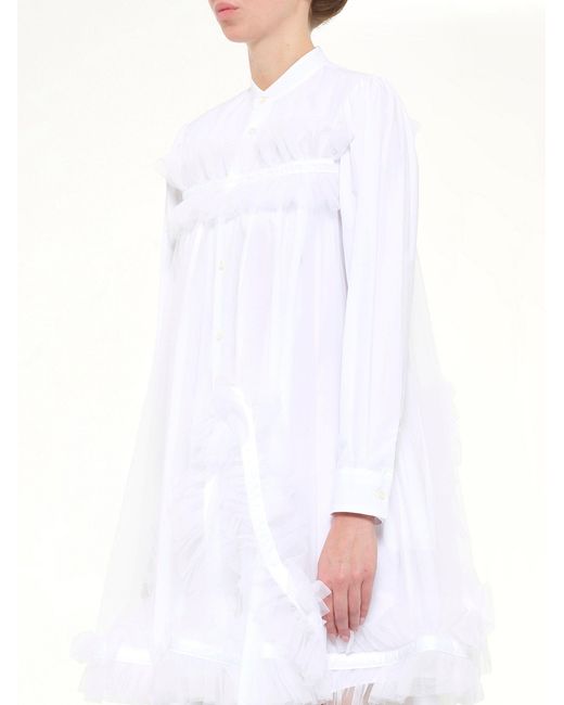 Noir Kei Ninomiya White Tulle Shirt Dress