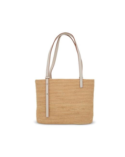 Loewe White Small Square Basket Bag, Natural