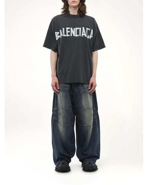 Balenciaga Black Tape Type Medium Fit T-Shirt, Short Sleeves, 100% Cotton for men