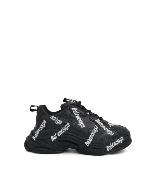 Balenciaga Triple S Logotype Sneaker In Black/white for Men | Lyst