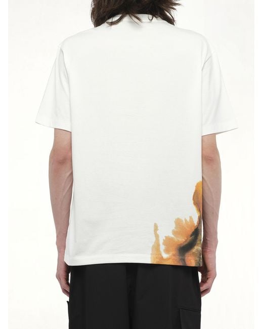 Y-3 White Watercolours Short Sleeve T-Shirt, 100% Cotton, Size: Small for men