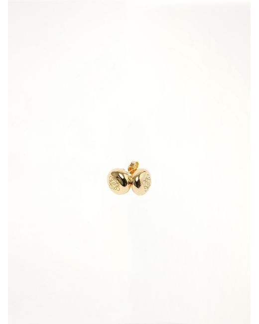 Loewe White Anagram Pebble Stud Earrings
