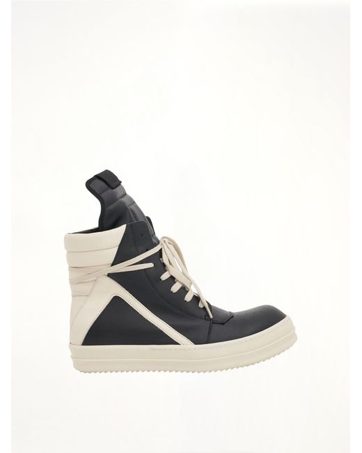 Rick Owens White Geobasket Calf Leather Sneakers for men