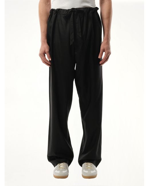 Maison Margiela Black Silk Popeline Pants for men