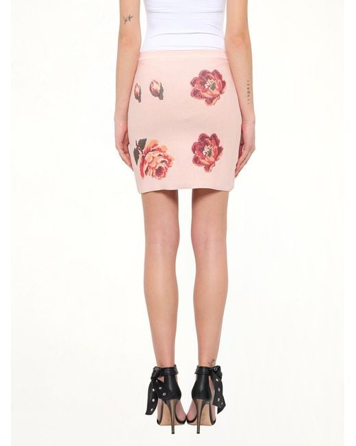 McQueen Pink Tapestry Jacquard Mini Skirt