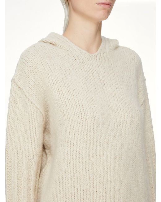 Rick Owens White Silk Cashmere Oversized Hoodie
