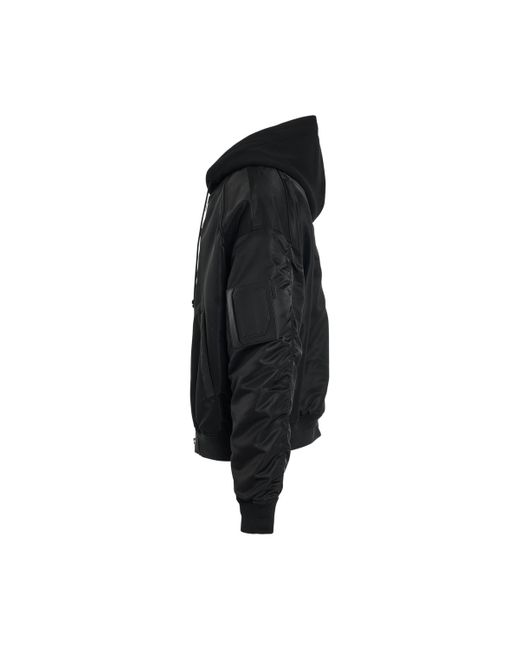 Juun.J Black Hood Detachable Ma-1 Bomber Jacket, Long Sleeves, , 100% Nylon for men