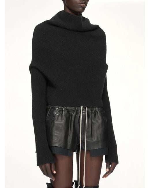 Rick Owens Black Alpaca Knit Ls Cowl