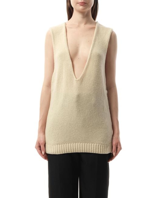 Lanvin Natural Knitted Top, Long Sleeves