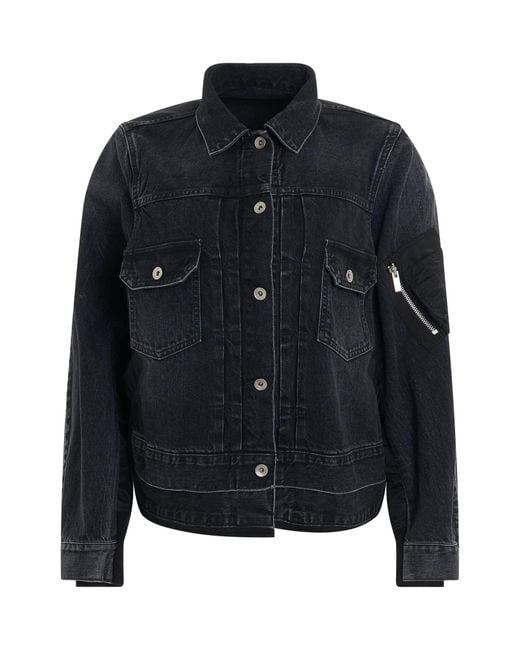 Sacai Blue Denim & Nylon Twill Jacket