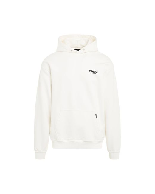 Represent White New Owners Club Hoodie, Long Sleeves, Flat, 100% Cotton, Size: Medium for men