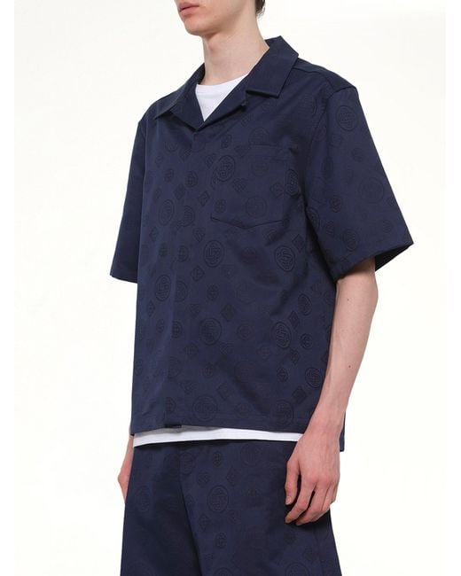 Casablanca Blue Monogram Ss Shirt for men