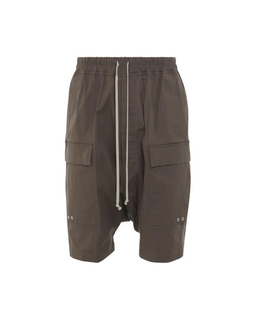 Rick Owens Gray Cargo Pods Shorts, , 100% Cotton for men