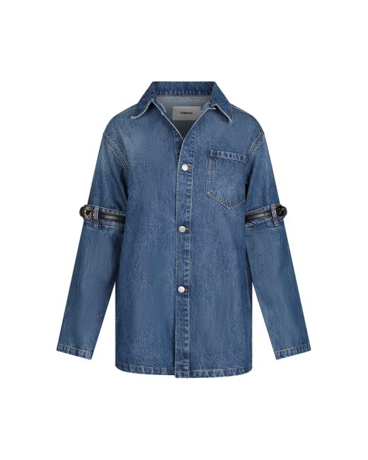 Coperni Blue Hybrid Denim Overshirt, Long Sleeves, , 100% Cotton