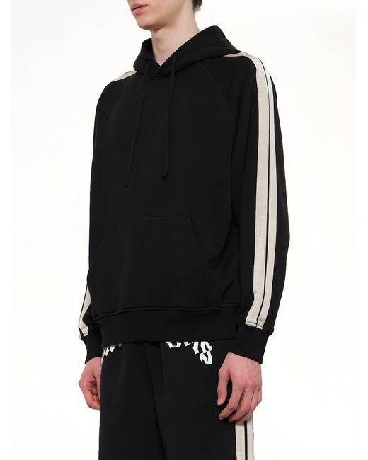 Palm Angels Black Back Curved Logo Track Hoodie for men