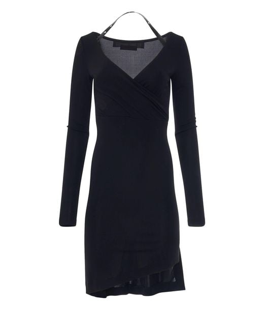 Off-White c/o Virgil Abloh Black Fluid Jersey Twisted Long Sleeve Dress