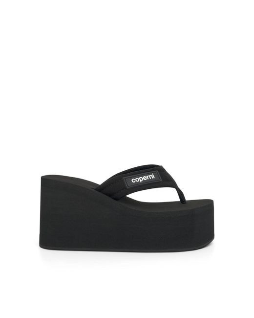 Coperni Black Branded Wedge Sandals, , 100% Rubber