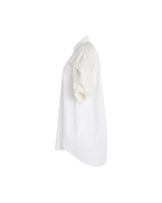 Sacai White X Cotton Poplin X Nylon Twill Dress, Off, 100% Cotton