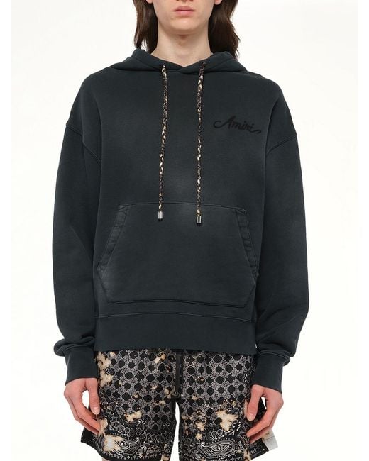 Amiri Gray Bleach Bandana Hoodie for men