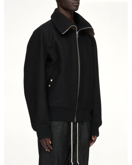 Rick Owens Black Melton Dracuflight Jacket for men