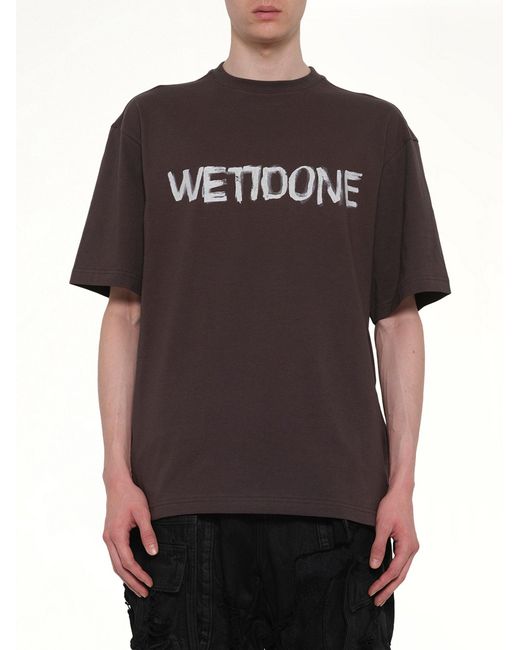 we11done Black Logo Painted T-Shirt for men