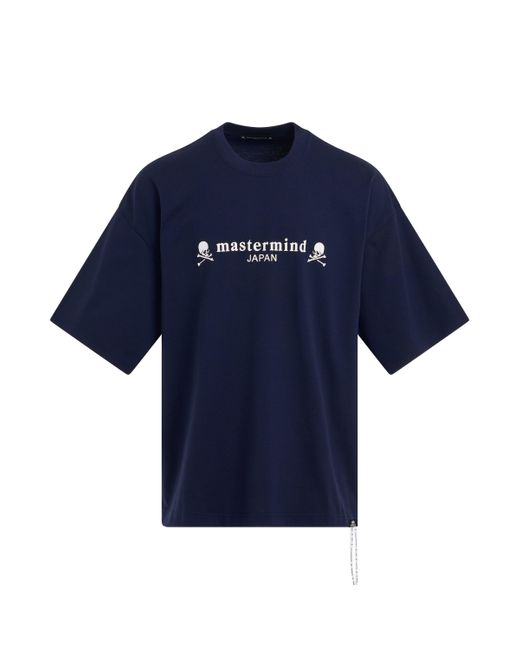 Mastermind Japan Blue 'Classic Logo And Skull Boxy Fit T-Shirt, Short Sleeves, , 100% Cotton, Size: Small for men