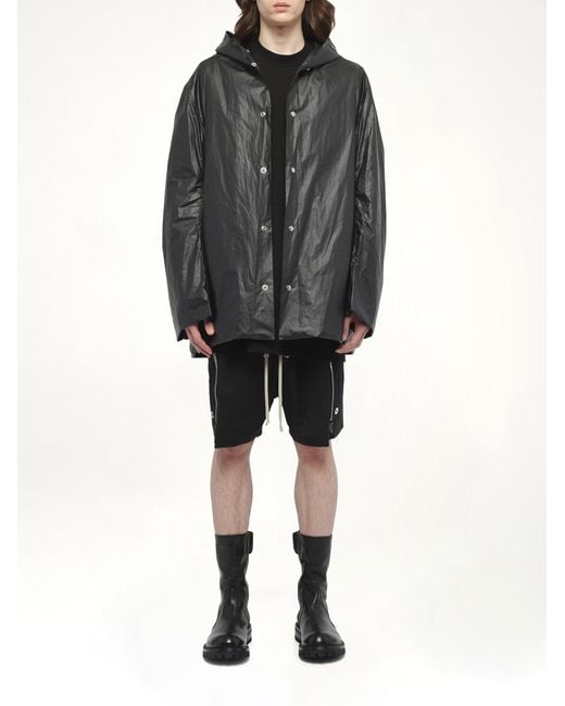 Rick Owens Gray Cropped Mac, 100% Polyester for men