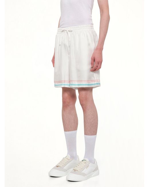 Casablanca White Dance Joy Silk Shorts for men