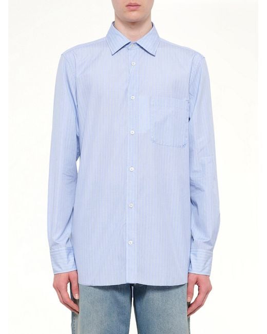 Maison Margiela Blue Stripe Long Sleeve Shirt for men