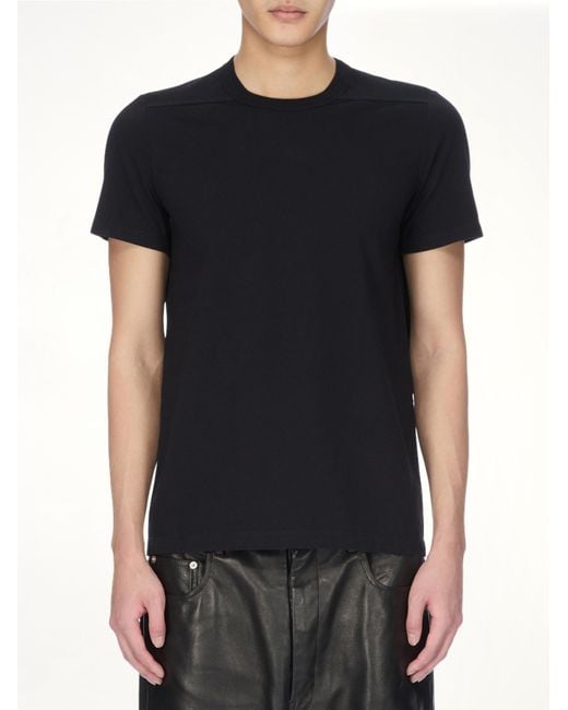 Rick Owens Black Short Level T, Short Sleeves, 100% Cotton, Size: Small for men