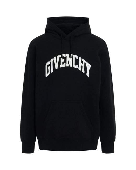 Givenchy Black Archetype College Logo Hoodie, Long Sleeves, 100% Cotton, Size: Small for men
