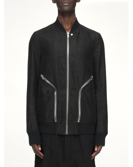 Rick Owens Black Moleskin Heizer Flight Jacket for men