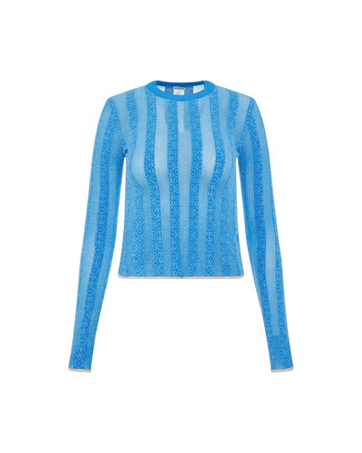 Loewe Blue Anagram Devore Viscose Sweater