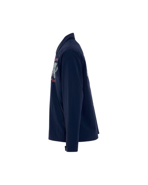 KENZO Blue 'Elephant Coach Jacket, Long Sleeves, Midnight, 100% Nylon, Size: Small for men