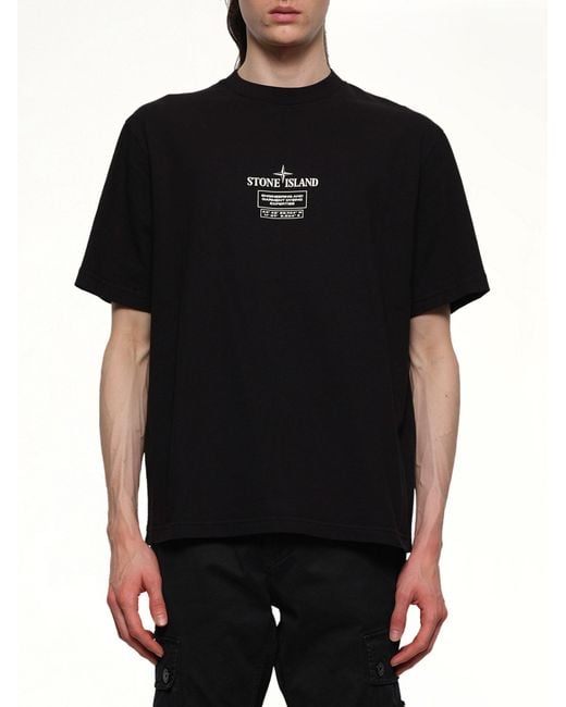 Stone Island Black 210003 02 Industrial Logos S/S T-Shirt for men