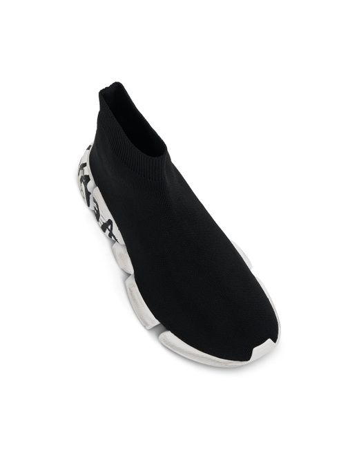 Balenciaga Black Speed 2.0 Graffiti Knit Sneakers, /, 100% Polyester