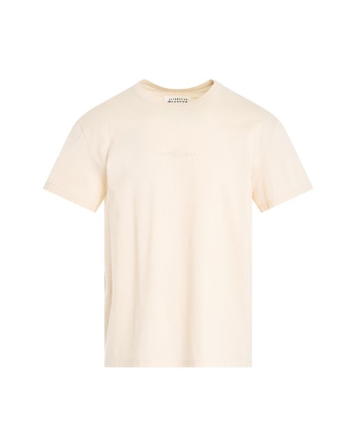 Maison Margiela Natural Upside Down Logo T-Shirt, Short Sleeves, , 100% Cotton for men