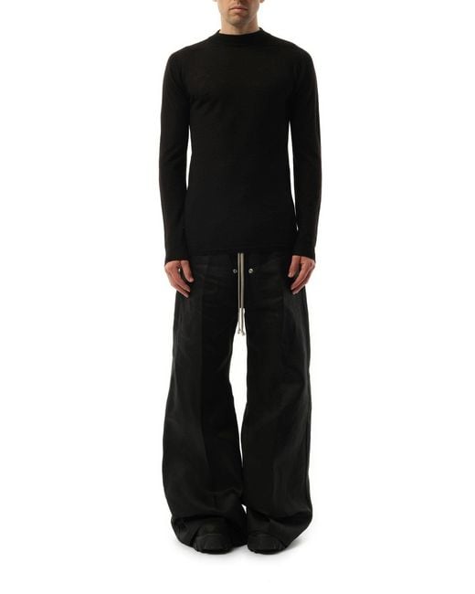 Rick Owens Black Level Lupetto Sweater, Round Neck, Long Sleeves, 100% Wool, Size: Small for men