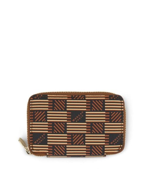 Moreau Brown Mini Zip Wallet, 100% Calfskin