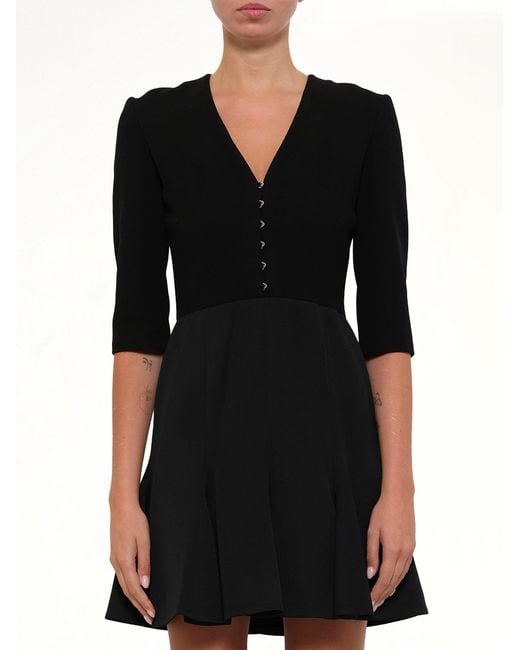 McQueen Black Godet Mini Dress