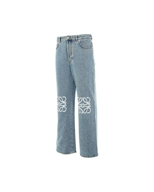Loewe Blue Anagram Baggy Jeans Af, Mid Denim, 100% Cotton for men