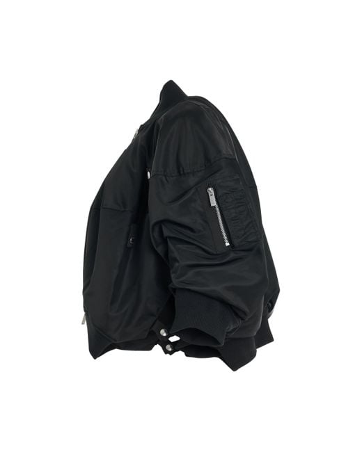 Sacai Black Nylon Twill Balloon Blouson Bomber Jacket, Short Sleeves, , 100% Nylon